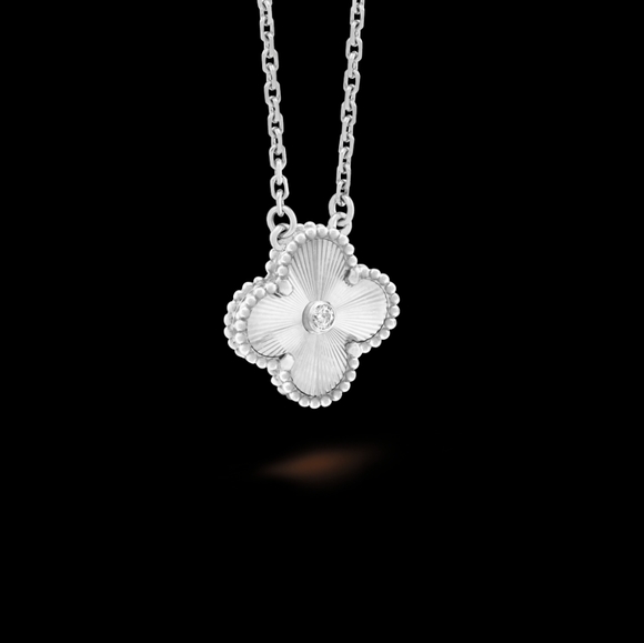 VCA 2020 White Gold Guilloche Diamond Necklace - Picture 3 of 4
